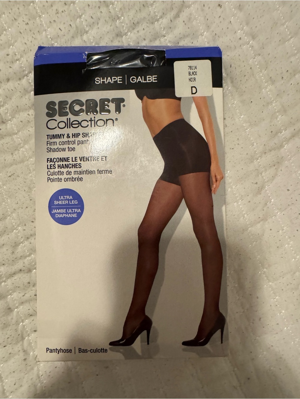 Black Tummy & Hip Shaping Pantyhose - Size D